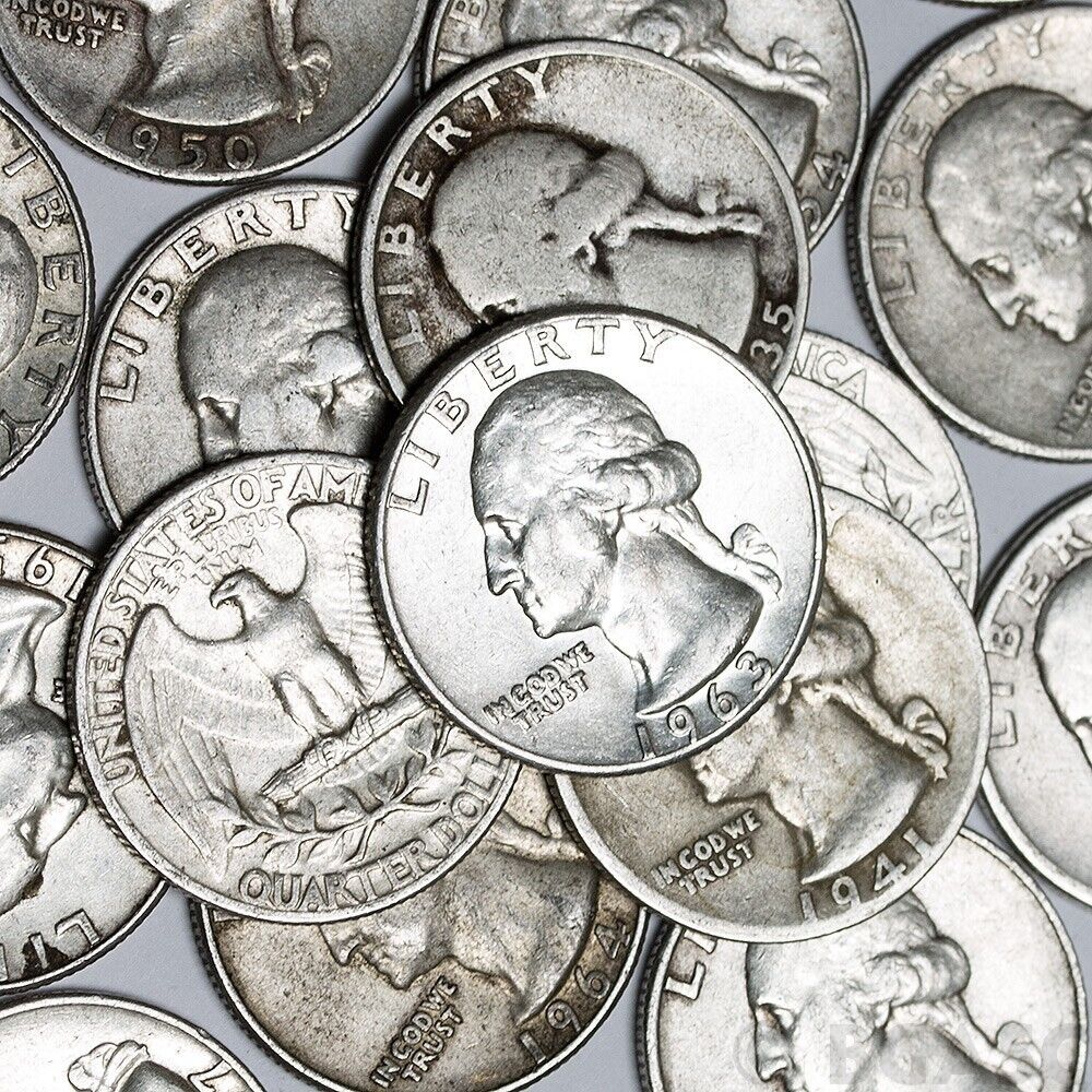 Six (6) Washington Quarters, 90% Silver Pre 1964, Circulated, Choose How Many