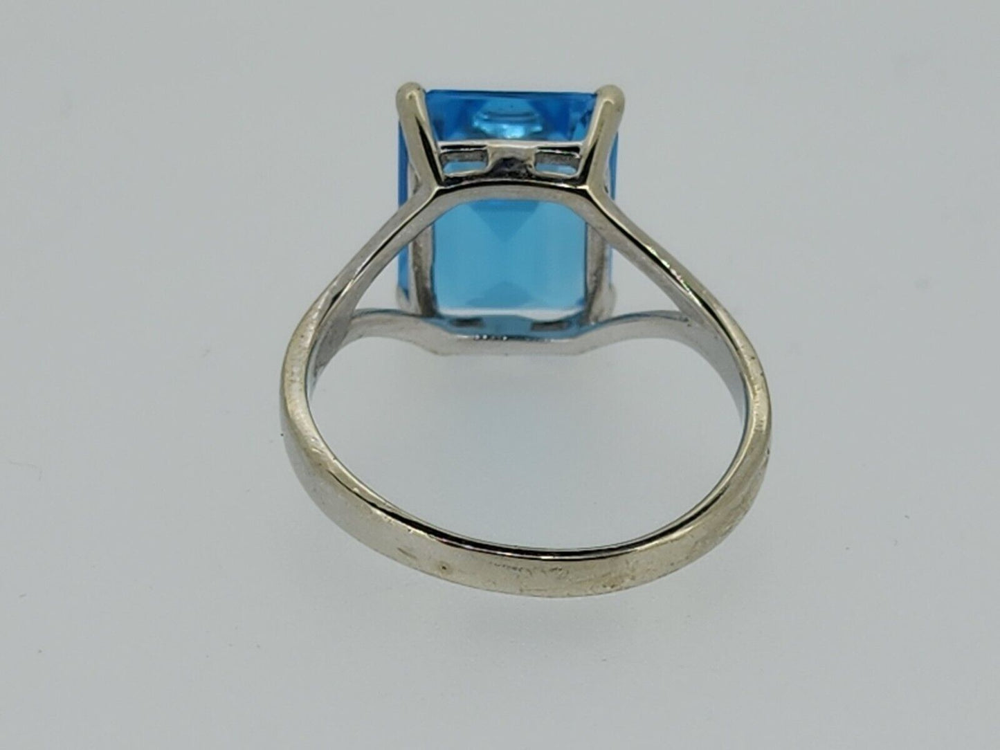 14Kt. White Gold Fashion Ring with 9mm x 11mm Created Blue Topaz - 3.4 Grams