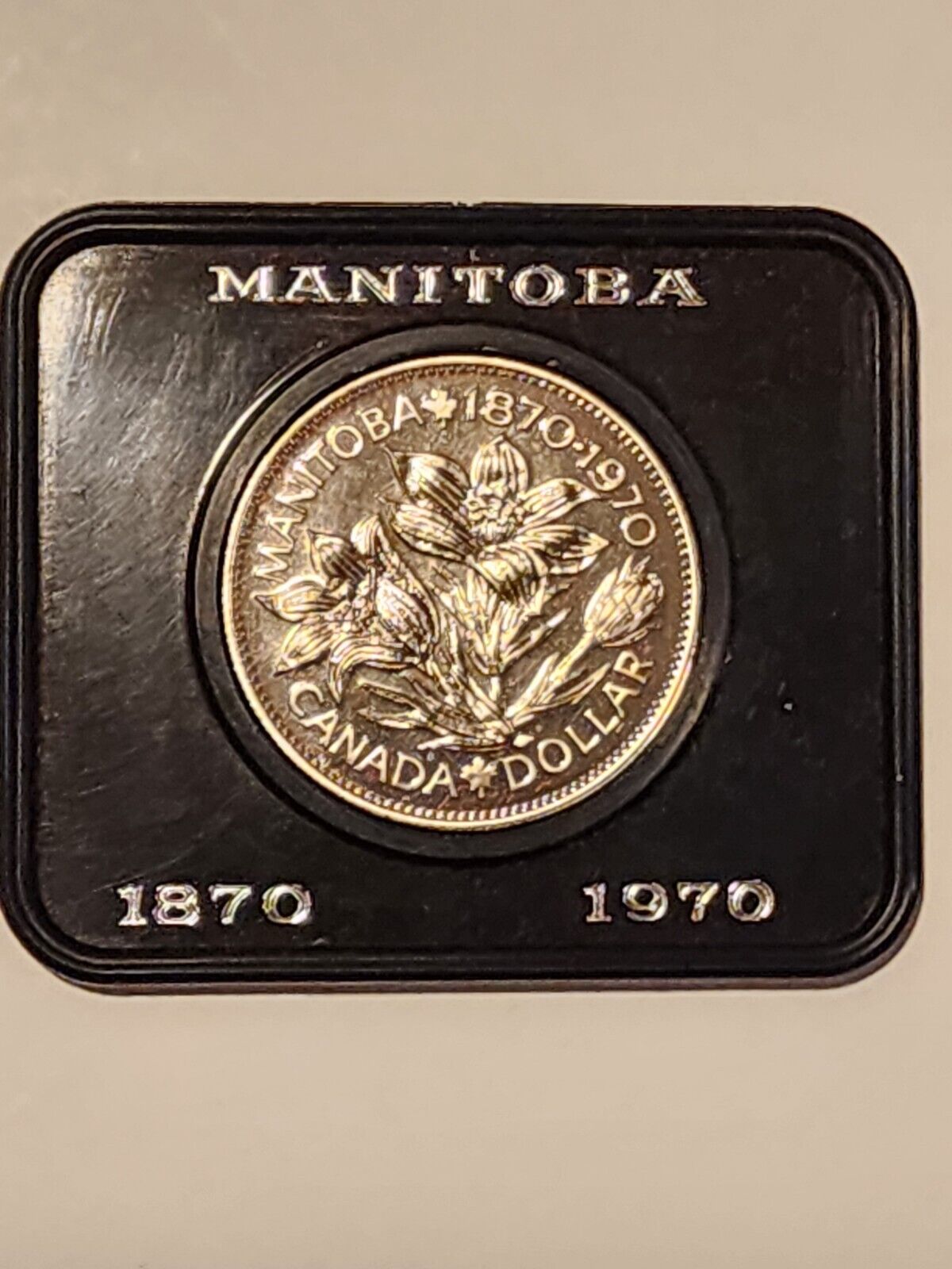 1870 1970 CANADA MANITOBA ONE DOLLAR COIN IN LEATHER CASE