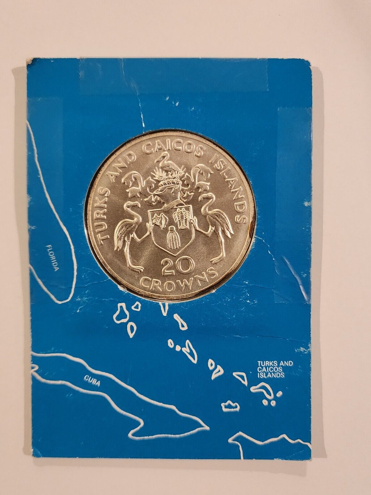 1974 Turks And Caicos Islands Churchill 20 Crown Sterling Silver Coin Packaged