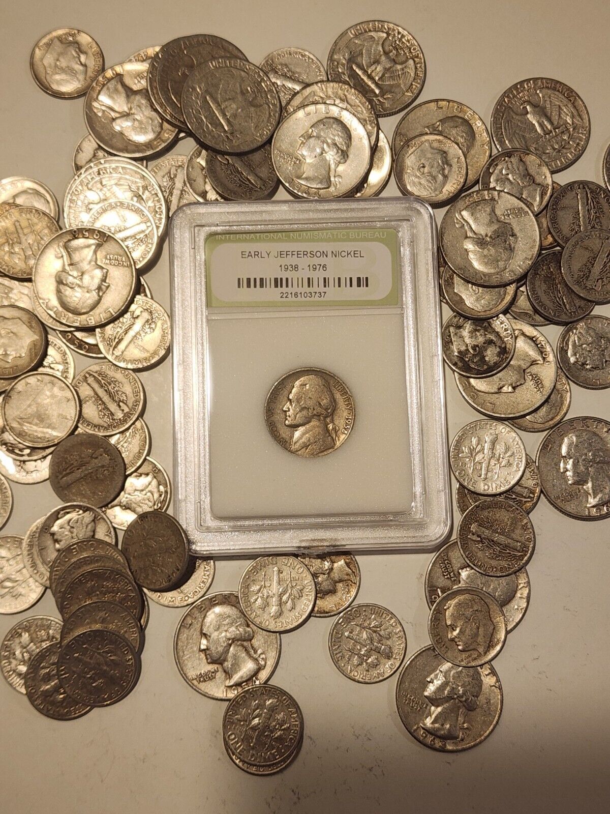 SILVER (1) One Standard Oz, Junk Mixed US Silver Coins-PLUS Early Slabbed Nickel