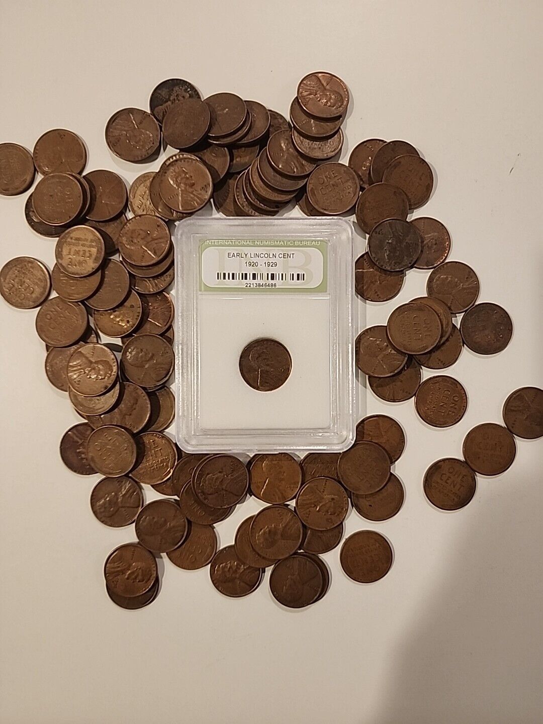Lot of 100 Lincoln Wheat Pennies, Plus a Slabbed Early Cent 1920-1929 - ESTATE
