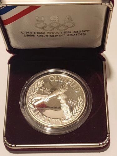 1988 PROOF United States 90% Silver Mint Olympics Coin + Box + COA